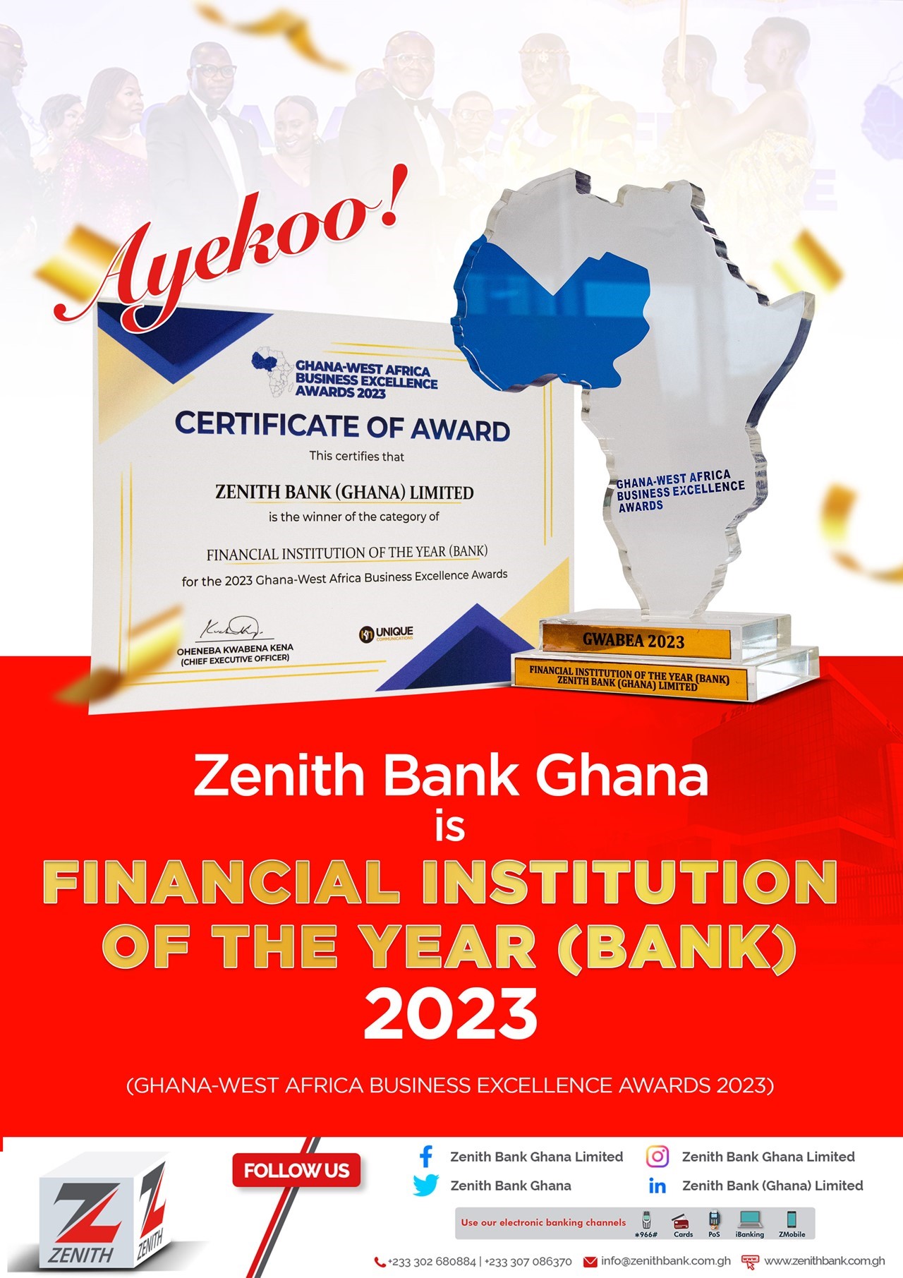 Zenith Bank is Financial Institution of the Year (Bank) 2023
